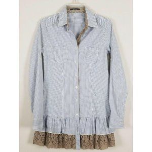 SFIZIO womens long sleeved striped ruffle‎ blouse 8